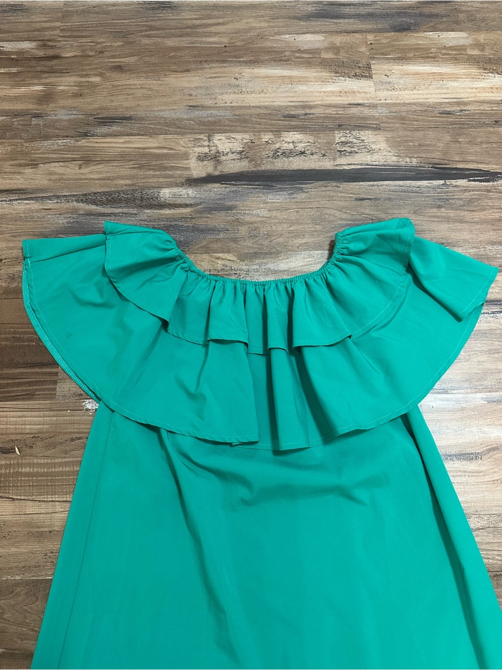 Amazon Green Off-Shoulder Ruffle Mini Dress - Picture 2 of 2